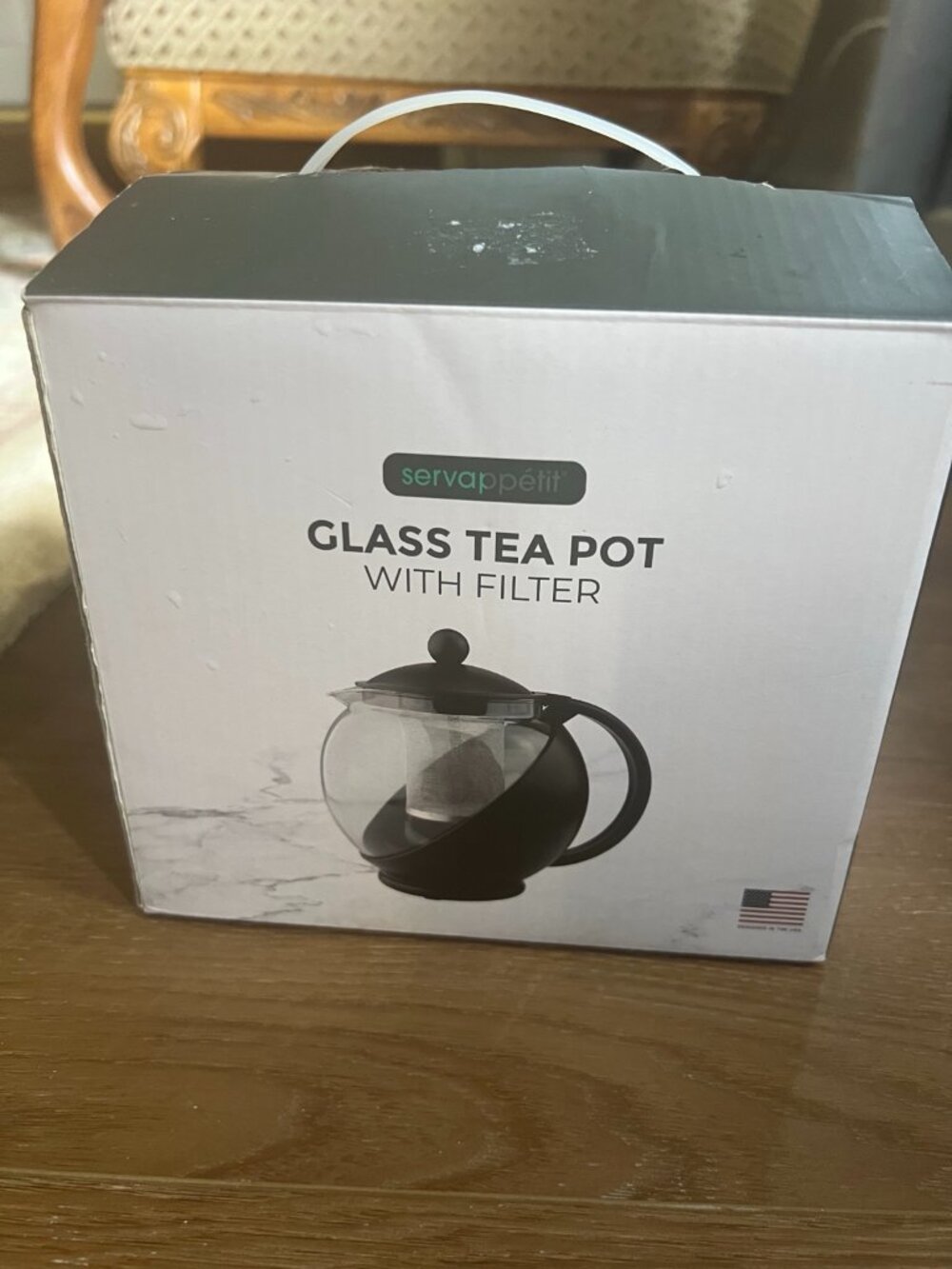 Servappétit Glass Teapot with Infuser Filter (Modern Clear Tea Pot)